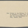 Reference to a letter by Willard Bissell Pope and Pope's correspondence in Berg
