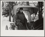 Woodstock, Vermont. Old-fashioned country peddler who goes from door to door selling hardware and groceries