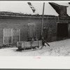 Hauling water in milk cans because usual source of supply is frozen on Putney Homestead near Woodstock, Vermont