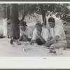 Legionnaires eating and drinking beer at American Legion fish fry, Oldham County, Post 39, near Louisville, Kentucky