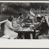 Legionnaires and their wives eating at American Legion fish fry, Oldham County, Post 39, near Louisville, Kentucky