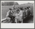 Legionnaires and their wives eating at American Legion fish fry, Oldham County, Post 39, near Louisville, Kentucky