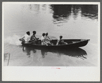 Boating on the river at American Legion fish fry, Oldham County, Post 39, near Louisville, Kentucky