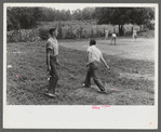 Pitching horseshoes at American Legion fish fry, Oldham County, Post 39, near Louisville, Kentucky