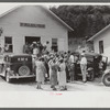 Mountain people leaving the Primitive Baptist Church in Morehead, Kentucky and going down to the creek for a baptizing