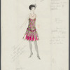 Pencil and watercolor costume design [Sally, red outfit] for the stage production Cabaret