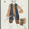 Costume design with swatch [John Proctor, rustic] for the stage production The Crucible