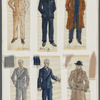 Composite of costume designs with swatches [men, George and Kodaly] for the stage production She Loves Me