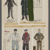 Composite of costume designs with swatches [men, Sipos and Arpad] for the stage production She Loves Me