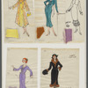 Composite of costume designs with swatches [women, #s 58-62] for the stage production She Loves Me