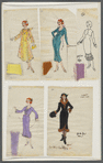 Composite of costume designs with swatches [women, #s 58-62] for the stage production She Loves Me