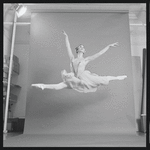 Publicity studio photograph of Roni Mahler leaping