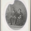 Schomburg and Sister photograph modified with silhouette that resembles painting pallet