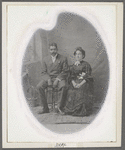 Schomburg and Sister photograph modified with silhouette that resembles painting pallet