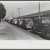 Congestion outside Pratt and Whitney United aircraft plant at afternoon change of shift. East Hartford, Connecticut