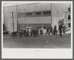 Workers leaving plant at change of shift before being paid off. Electric Boat Works, Groton, Connecticut