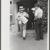 Workers entering plant at afternoon change of shift. Electric Boat Works, Groton, Connecticut