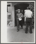 Workers entering plant at afternoon change of shift. Electric Boat Works, Groton, Connecticut