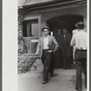 Workers entering plant at afternoon change of shift. Electric Boat Works, Groton, Connecticut