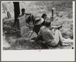 Friends of the deceased's family, an annual memorial meeting in the family cemetery. In the mountains near Jackson, Kentucky. See general caption no. 1