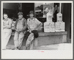 Farmers hanging in front of stores on Saturday, Jackson, Kentucky