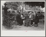 Members of the community playing cards in front of the courthouse, Yanceyville, Caswell County, North Carolina