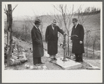 Dr. R.B. Fulks, county health officer, John E. Hale, contractor and builder of sanitary units, and B.H. Pitt, inspector of sanitary units, making a sanitation inspection on the farm of Hobert Hammons, FSA (Farm Security Administration) borrower