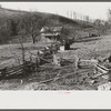 Rail fence and farm home. Near Luray, Virginia