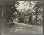 View of Main Street at Jericho Turnpike. Showing Anne Seaman house, Ketcham house, and Jericho Hotel. Jericho, Oyster Bay