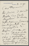 Letter from Giacomo Puccini to Arturo Toscanini, March 11, 1898