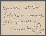 Postcript of a letter from Giacomo Puccini to Arturo Toscanini, [1898]