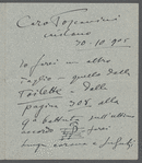 Letter from Giacomo Puccini to Arturo Toscanini, October 30, 1905