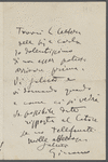 Letter from Giacomo Puccini to Arturo Toscanini, [probably summer 1911]