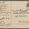 Postcard from Giacomo Puccini to Arturo Toscanini, August 23, 1922