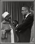 West African delegate to the United Nations meet with Malcolm circa 1963 at New York City United Nations reception 