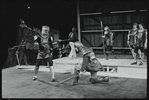 Fight scene featuring soldiers in costume in the stage production Henry IV, Part I at the Delacorte Theater