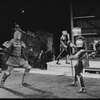Fight scene featuring soldiers in costume in the stage production Henry IV, Part I at the Delacorte Theater