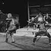 Fight scene featuring soldiers in costume in the stage production Henry IV, Part I at the Delacorte Theater