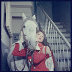 La Plume de Ma Tante, original Broadway production, cast posing with horse