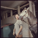 La Plume de Ma Tante, original Broadway production, cast posing with horse