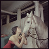 La Plume de Ma Tante, original Broadway production, cast posing with horse