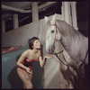 La Plume de Ma Tante, original Broadway production, cast posing with horse