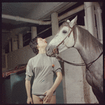 La Plume de Ma Tante, original Broadway production, cast posing with horse