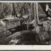 Table for eating and washing outside migrant packinghouse worker's shack. Belle Glade, Florida