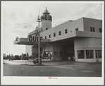 Even the gas stations are on an elaborate scale, often modern in design, resembling hotels. Miami Beach, Florida