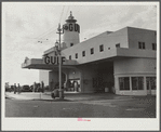 Even the gas stations are on an elaborate scale, often modern in design, resembling hotels. Miami Beach, Florida