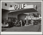 Even the gas stations are on an elaborate scale, often modern in design, resembling hotels. Miami Beach, Florida