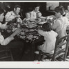 Dinner of new rehabilitation family: biscuits, beans, and cake. Coffee County, Alabama