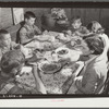 Through help and supervision of home and field supervisors, diet and health of many RR (Rural Rehabilitation) families have been greatly improved. The Peacock family (RR four years) had for dinner (noon meal): sausage, cabbage, carrots, rice,