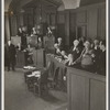 Horace Braham, Patricia Jessel, Harold Webster, Ernest Clark, Francis L. Sullivan, Robin Craven, Gene Lyons, Ralph Roberts, and unidentified others in the stage production Witness for the Prosecution